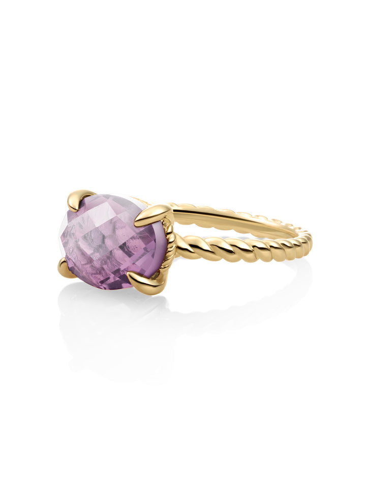 Twist Ring Aubergine Quartz | 9 karaat