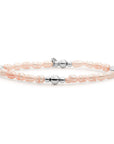 armband voor dames met peach parel edelstenen en echt zilveren kralen die niet verkleuren