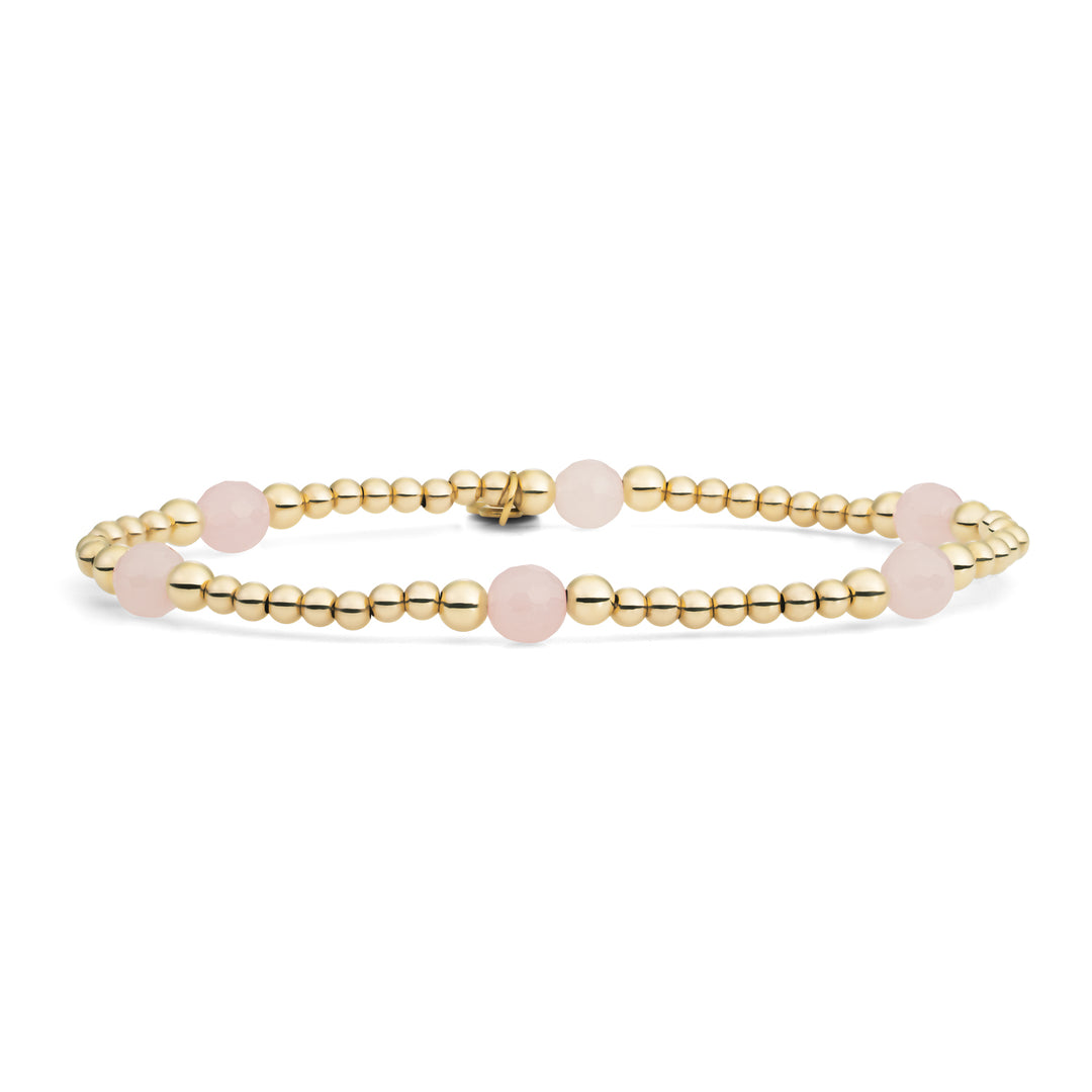 Edelsteen armband met rose quartz in goud kleur #kleur_goud