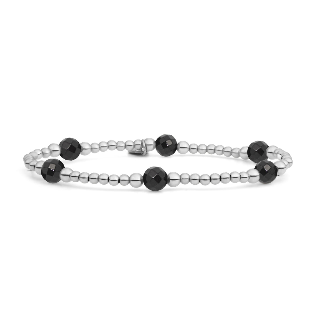 925 zilveren armband met voor vrouwen met onyx edelsteen #kleur_zilver