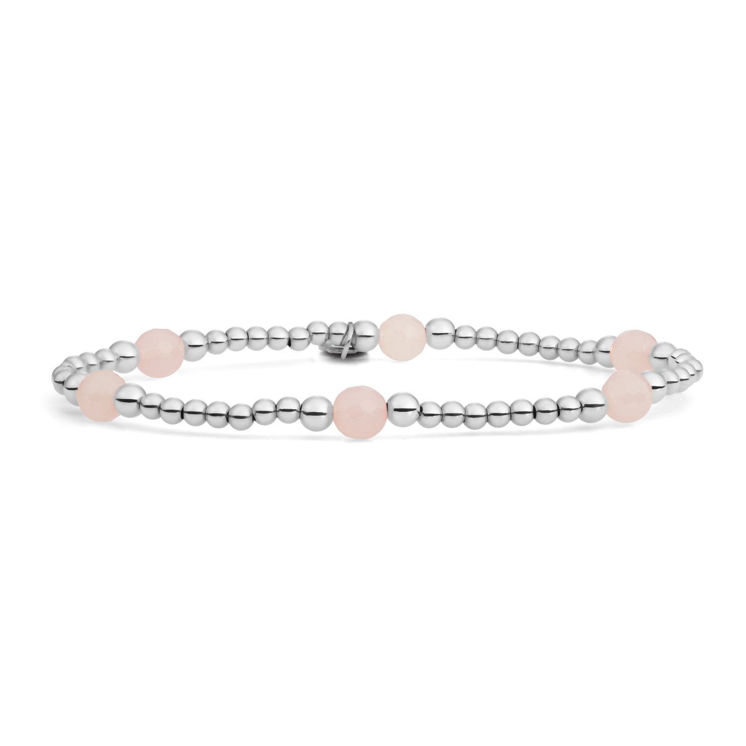 Sparkling armband met rose quarts edelstenen in zilver kleur 