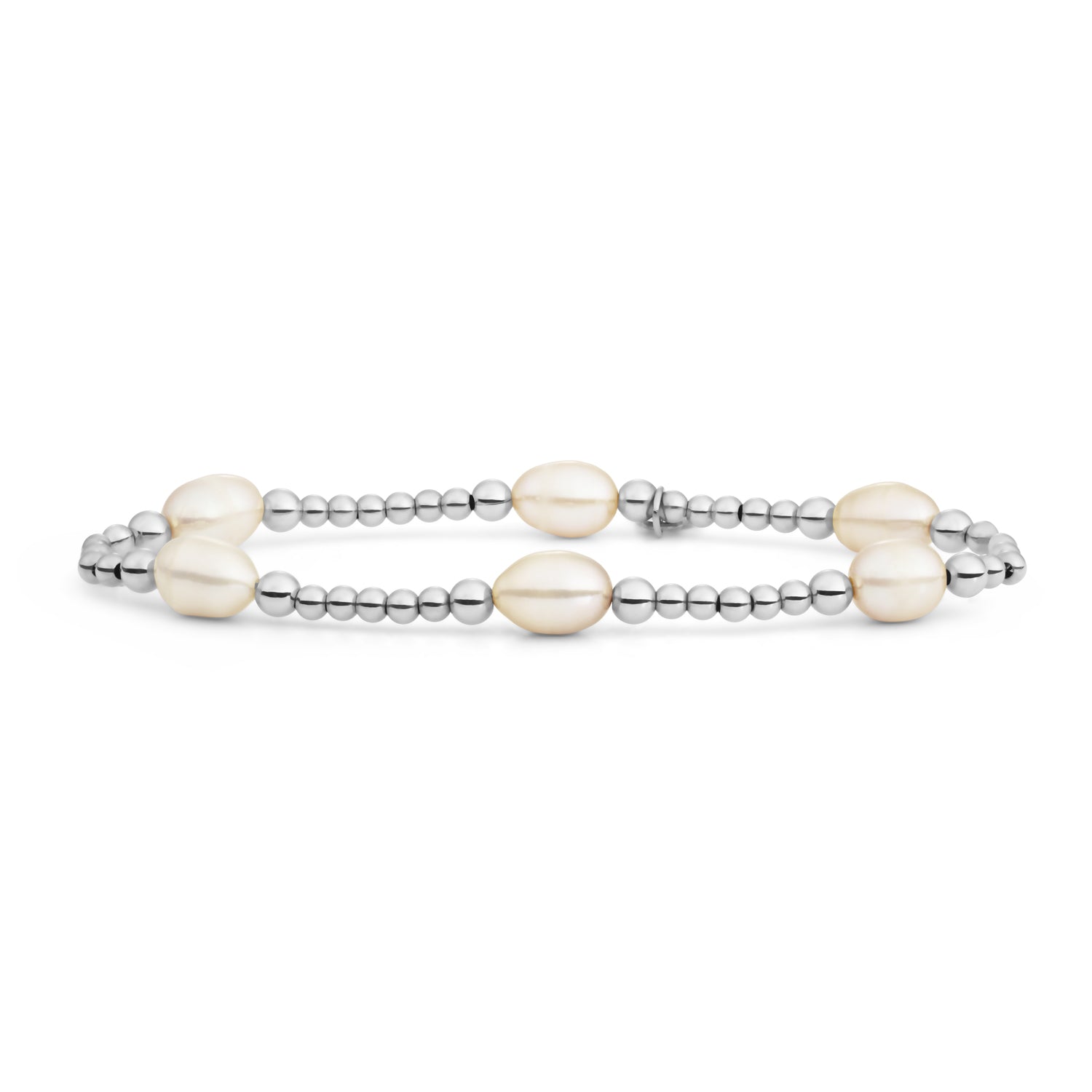 Zilveren armband om mee te zwemen met prachtige parel stenen 