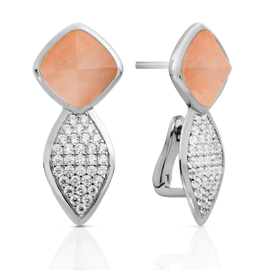 Edge Crystal Peach Rhodonite oorstekers