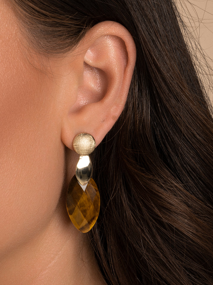 Tiger Eye Leaf oorbel edelstenen