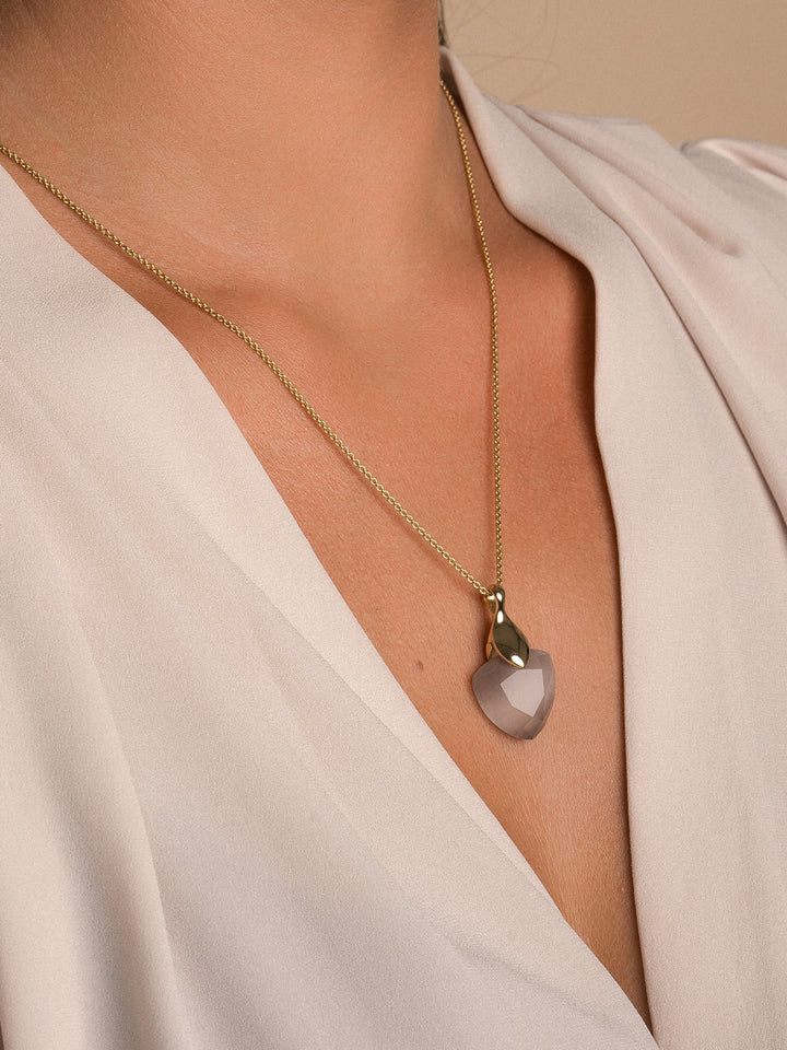 Grey Agate Trillion Cut ketting edelsteen