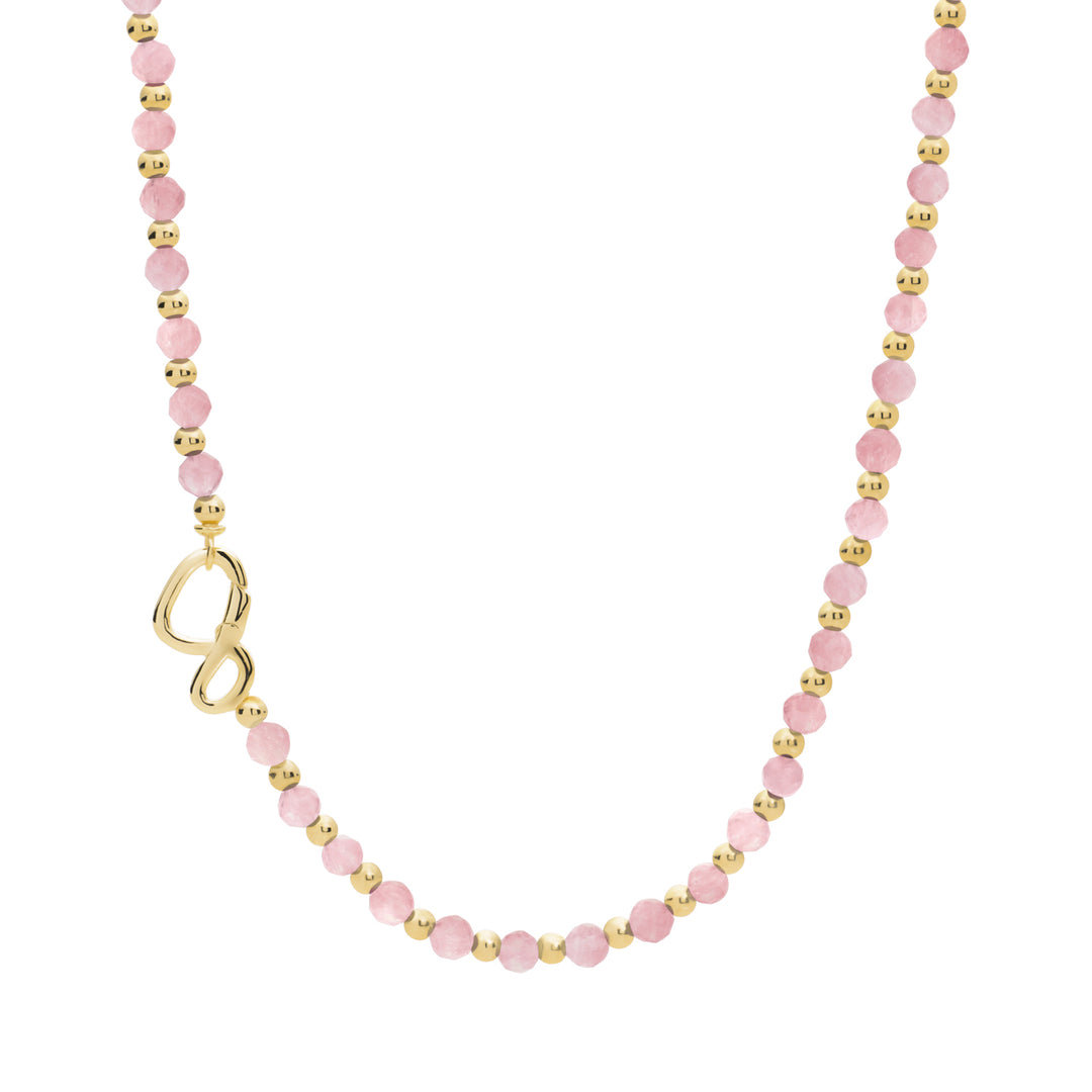 Kralen ketting voor dames met rose quartz edelstenen van Sparkling