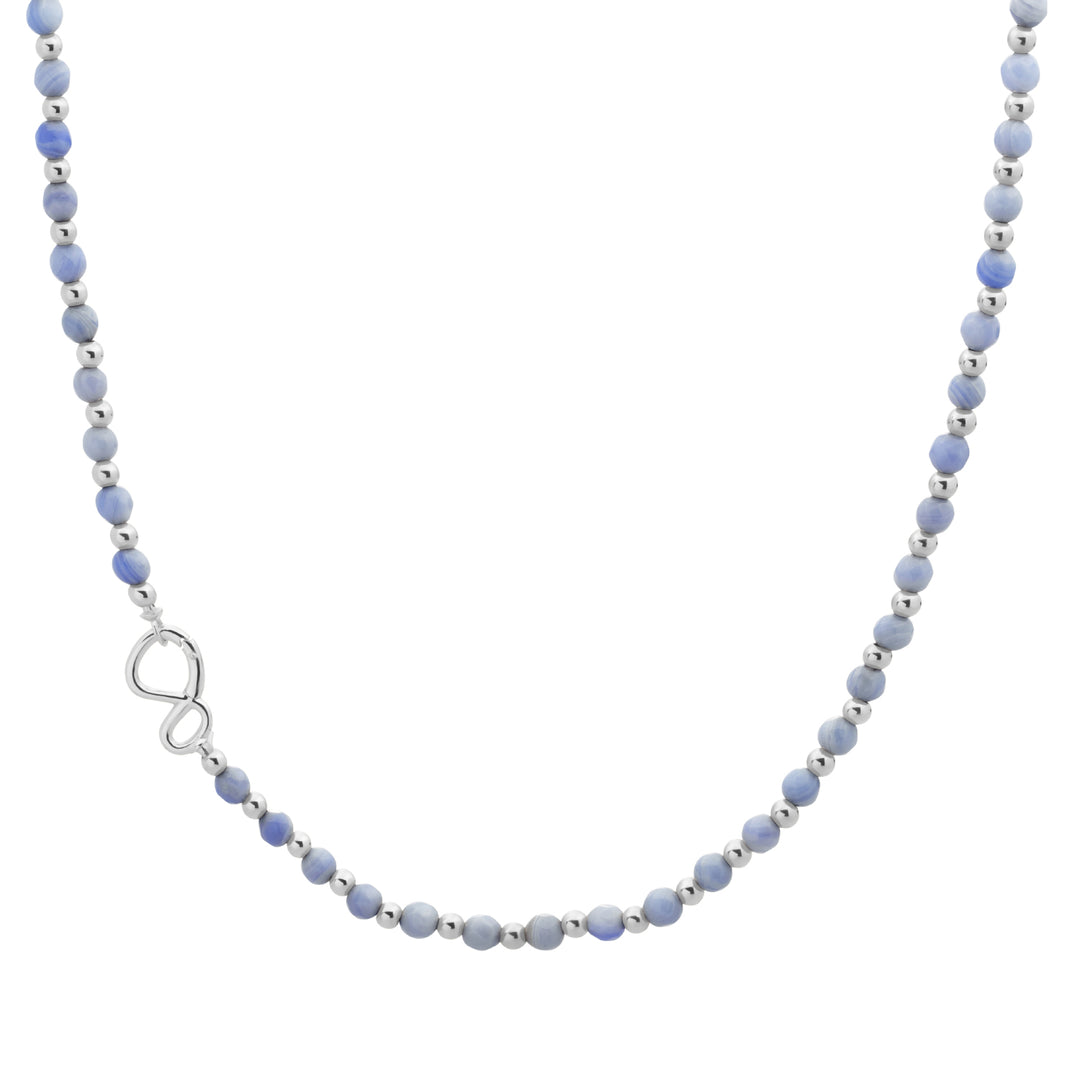 Gouden kralen ketting voor dames met blue lace agate edelsteen 