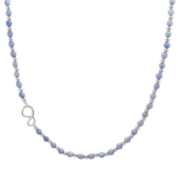 Gouden kralen ketting voor dames met blue lace agate edelsteen 