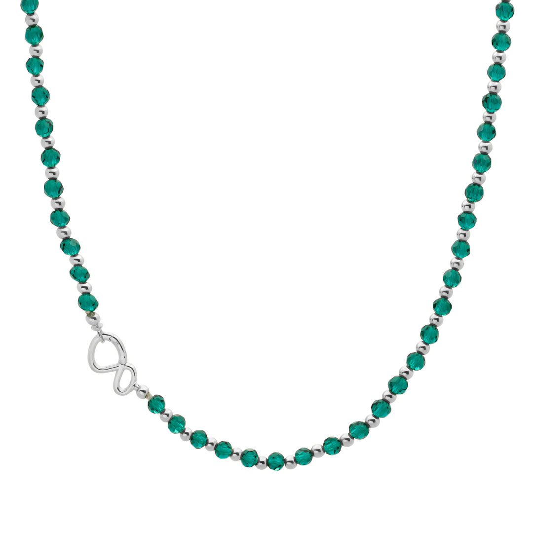 Link Ketting Petrol Green Quartz Mix Zilver