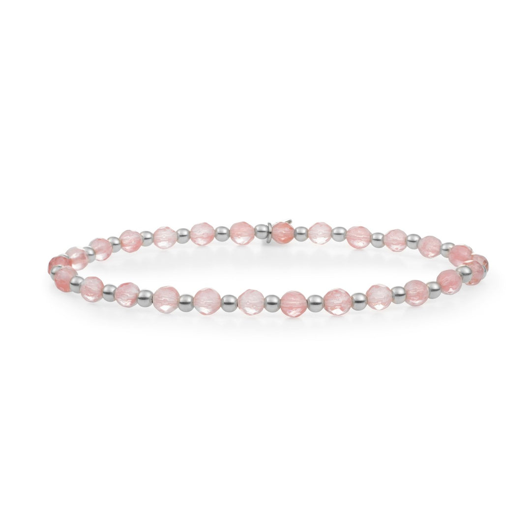 Gemende kralen armband zilver rhodium en cherry quartz kralen Sparkling #kleur_zilver
