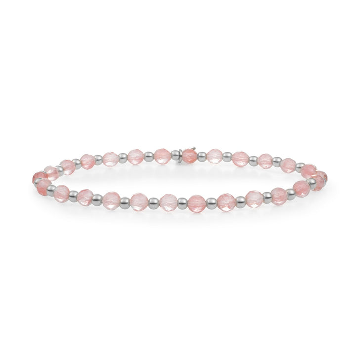 Gemende kralen armband zilver rhodium en cherry quartz kralen Sparkling #kleur_zilver