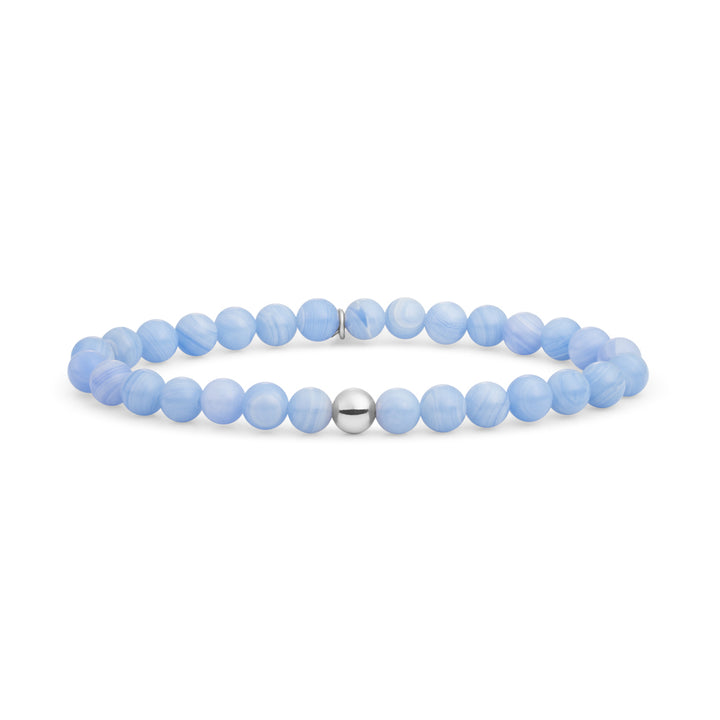 Gepolijste edelsteen kralen geregen armband blue lace agaat edelsteen #kleur_zilver