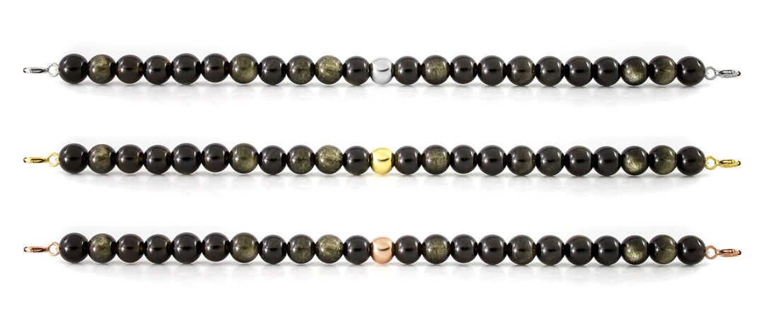 Gold Obsidian Orbit Armband met sluiting - 6MM