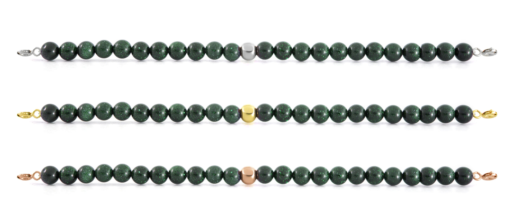 Goldstone Green Orbit Bracelet with Clasps - 6MM - Sparkling Jewels