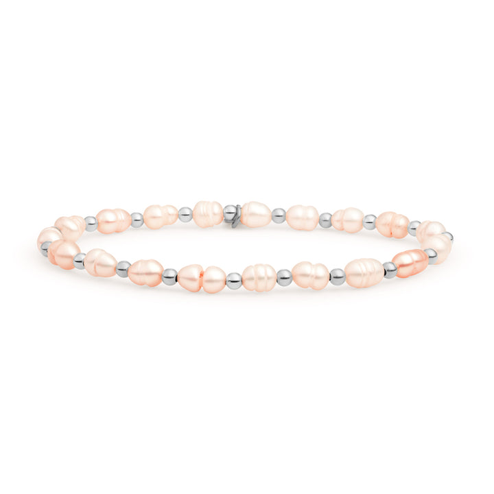 Edel steen armband voor vrouwen van Sparkling met parel en echt zilveren kralen die niet verkleuren #kleur_zilver