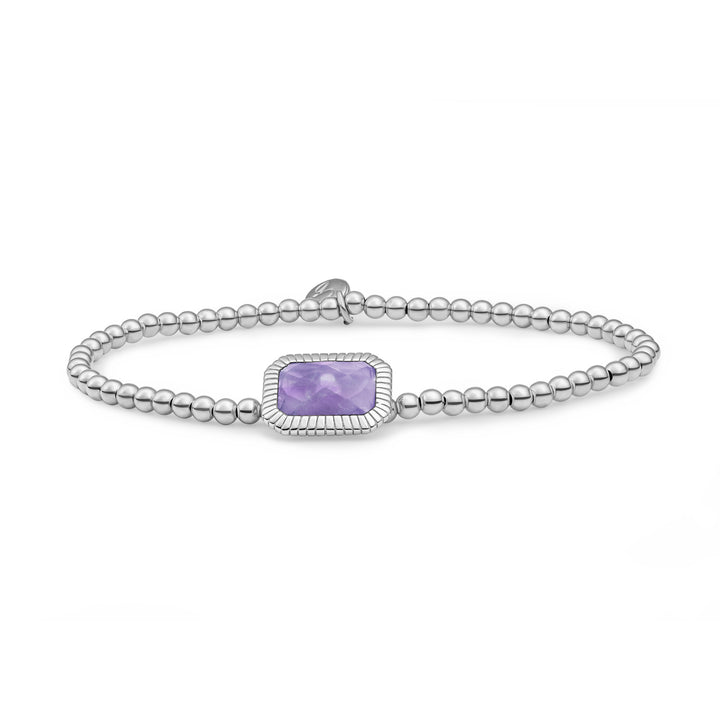 Zilveren Amethyst Baguette kralen armband van Sparkling - Mix & match met jouw favoriete edelstenen voor een unieke look! #kleur_zilver