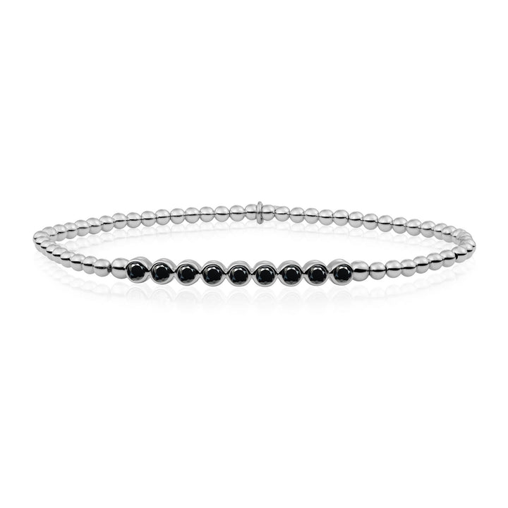 Sparkling Jewels sieraad kralen armband zilver  met zwart CZ zirkonia steentjes