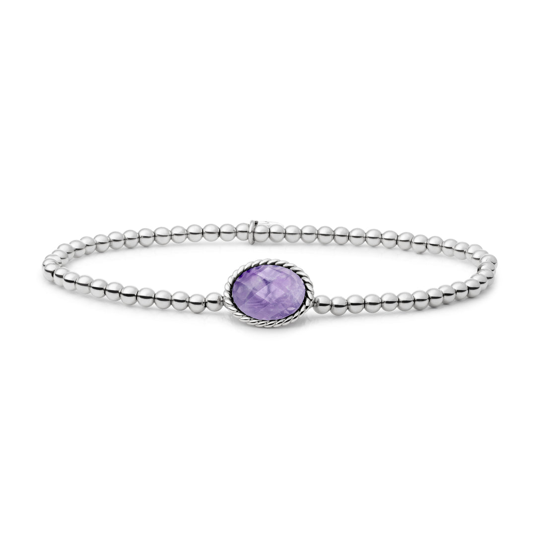Zilveren armband met amethyst edelsteen van Sparkling #kleur_zilver