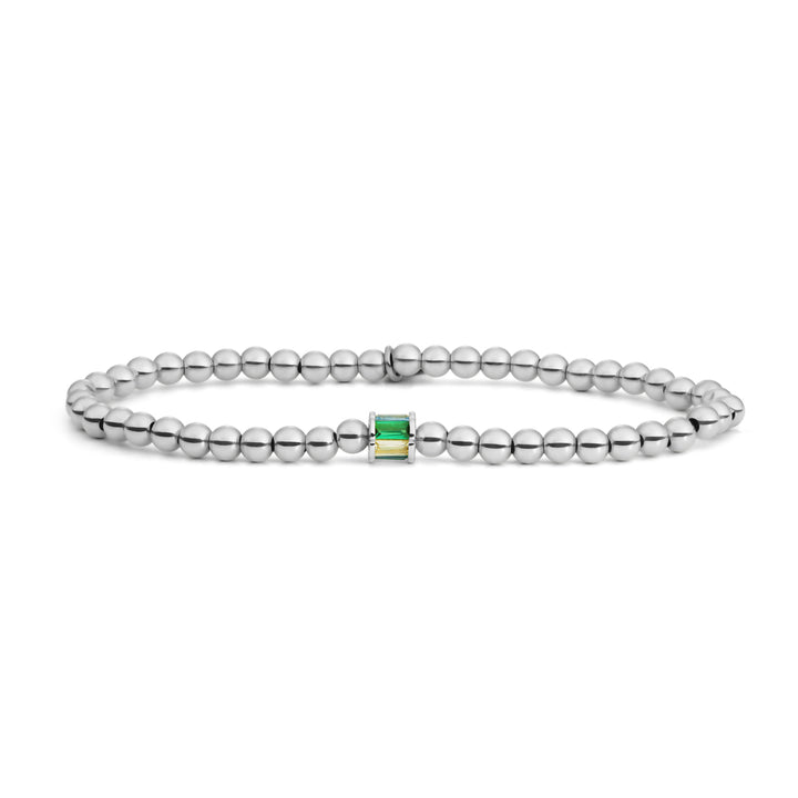 Zilveren armbandje met edelsteen in groen