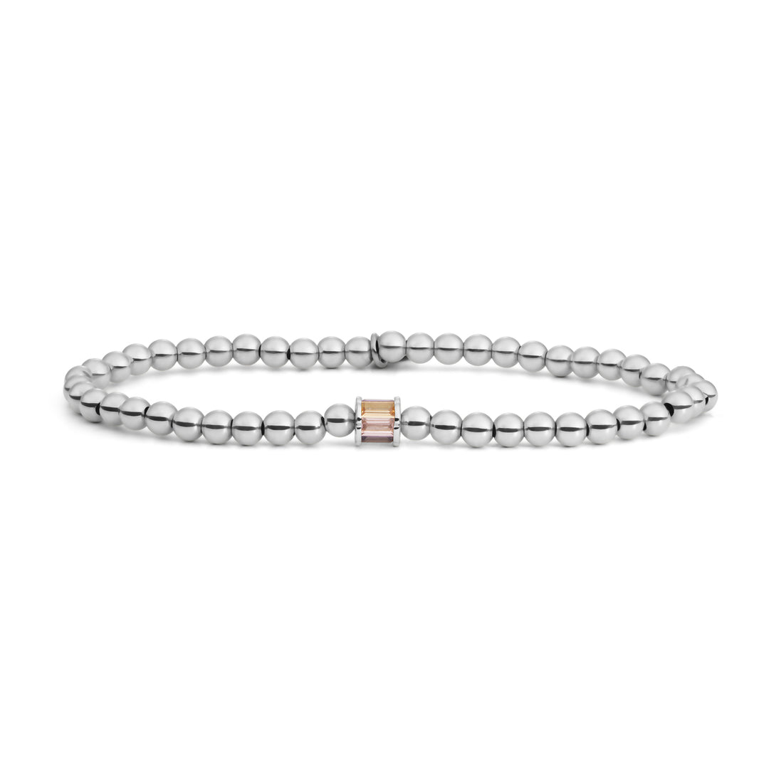 Zilveren kralenarmband met paarse edelsteen #kleur_zilver