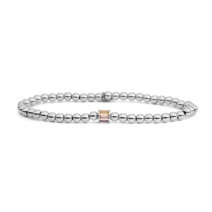 Zilveren kralenarmband met paarse edelsteen #kleur_zilver