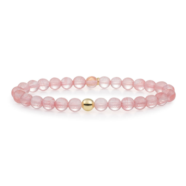 Gouden kralen armband met echte edelstenen Cherry Quartz #kleur_goud