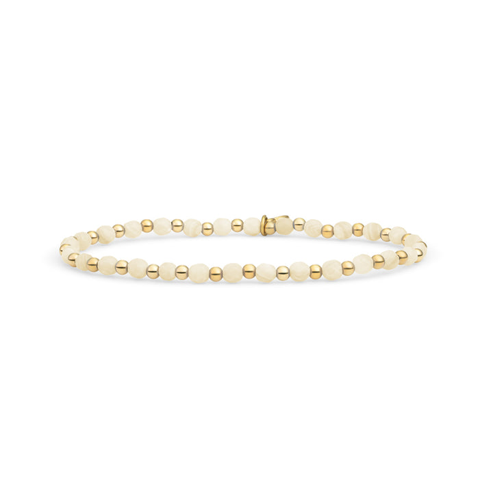 Kralen armband van sparkling jewels met echte edelstenen agaat in de kleur beige #kleur_goud