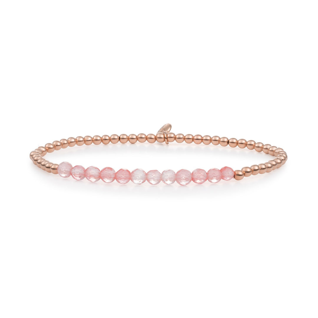 Fel rode kralen armband kralen van cherry quartz en vergulde zilveren rosegouden kralen #kleur_rosegoud