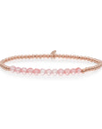 Fel rode kralen armband kralen van cherry quartz en vergulde zilveren rosegouden kralen 