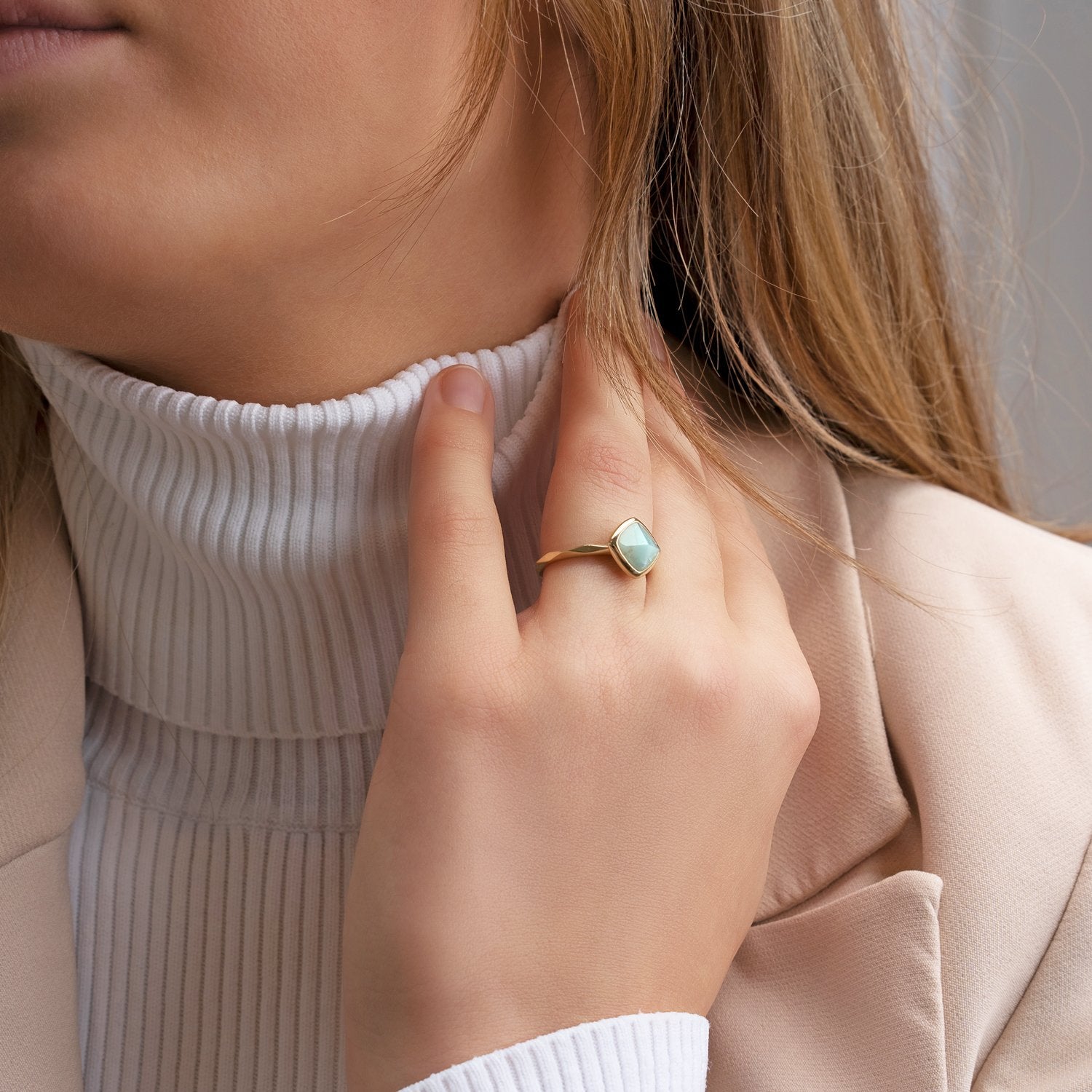 Edge Ring Amazonite | 9 karaat