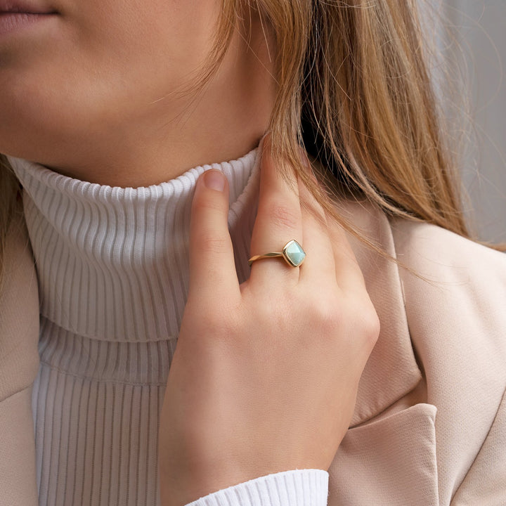 Edge Ring Amazonite | 9 karaat