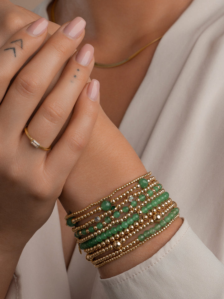 gouden damesarmband met groene aventurijn edelstenen #kleur_goud
