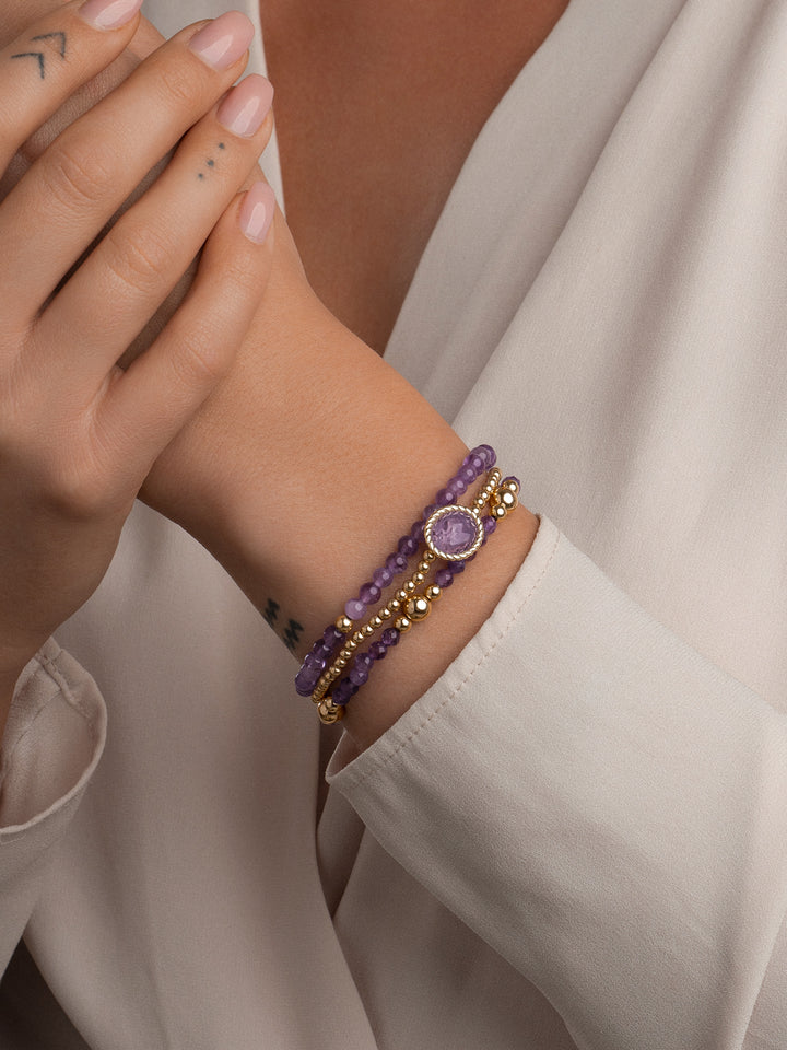 Prachtige gouden armband met een amethyst edelsteen #kleur_goud