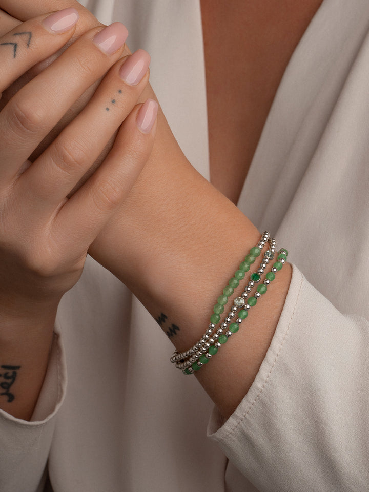 Echt zilveren kralenarmband met zirkonia steentjes van Sparkling 