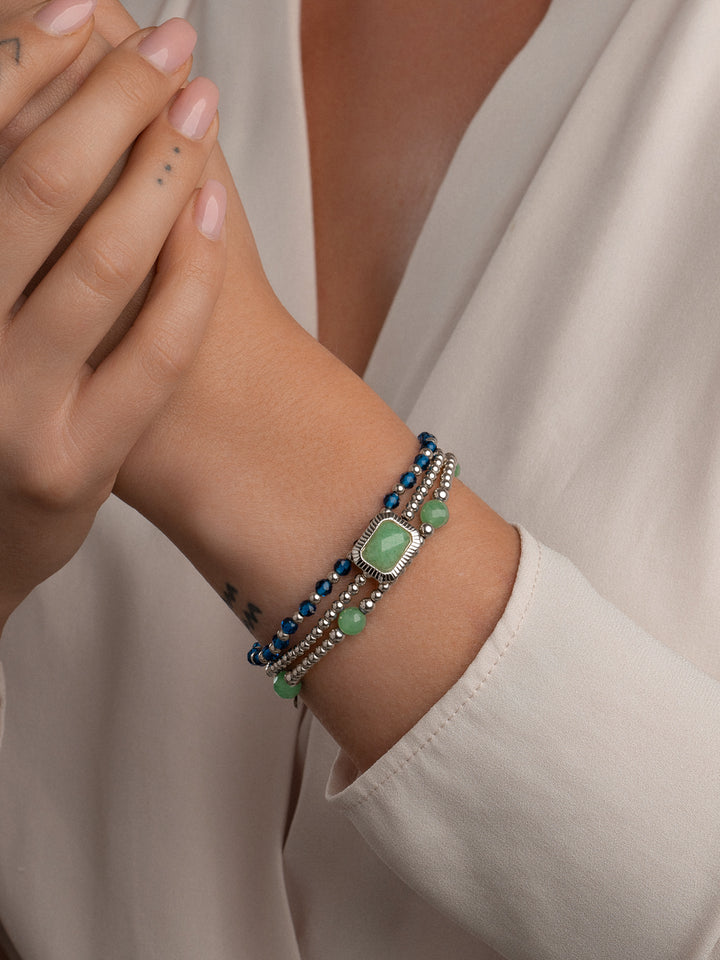 Armband sterling zilver 295 met groene aventurijn edelstenen #kleur_zilver