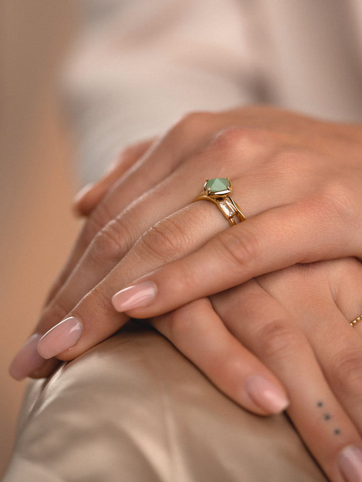 Edge Ring Green Aventurine | 9 karaat