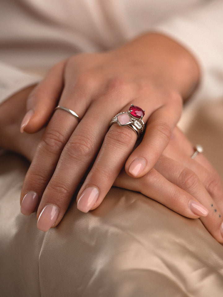 Twist Ring Fuchsia Quartz - Zilver