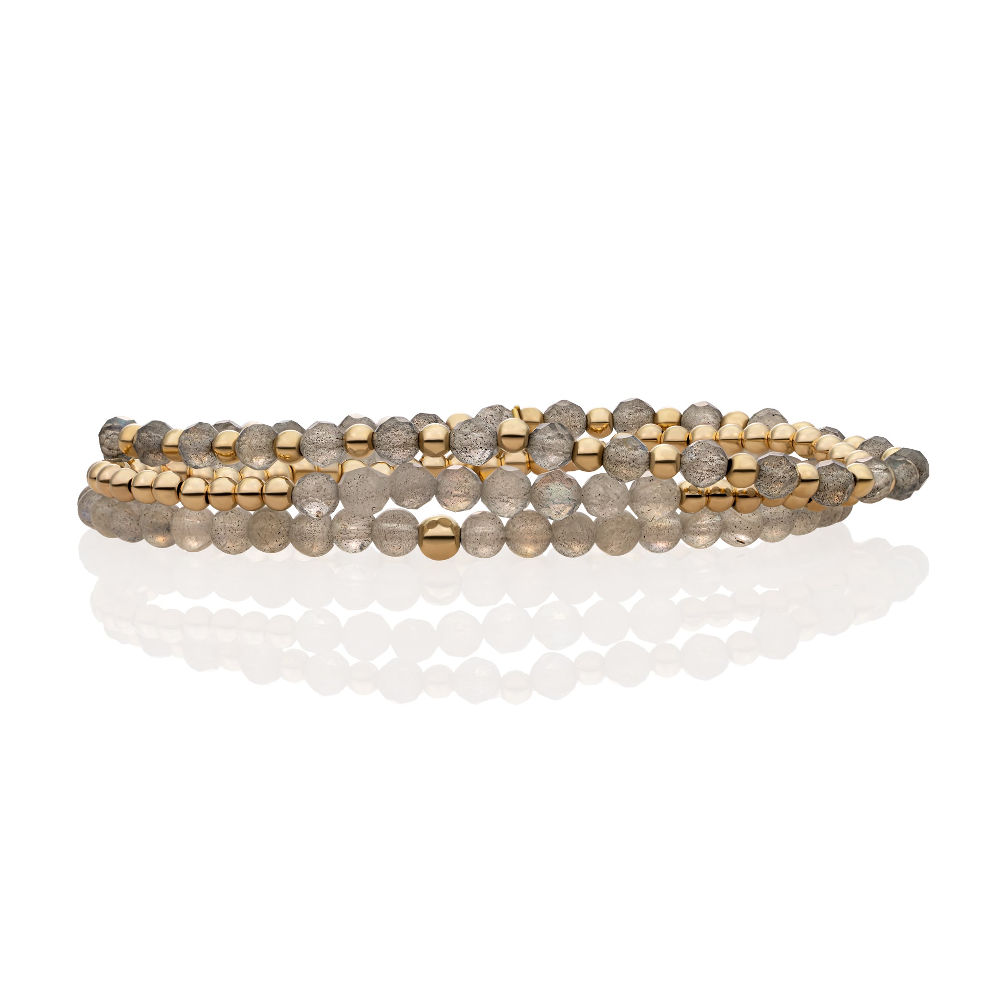 Armbandenset met labradorite edelstenen en gouden kralen van Sparkling 