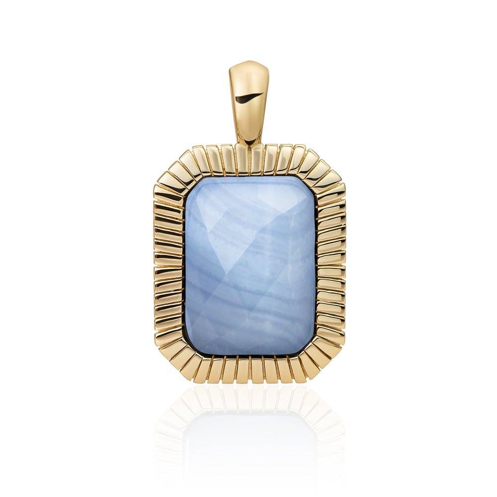 Gouden amulet met blue lace agate van Sparkling Jewels #kleur_goud