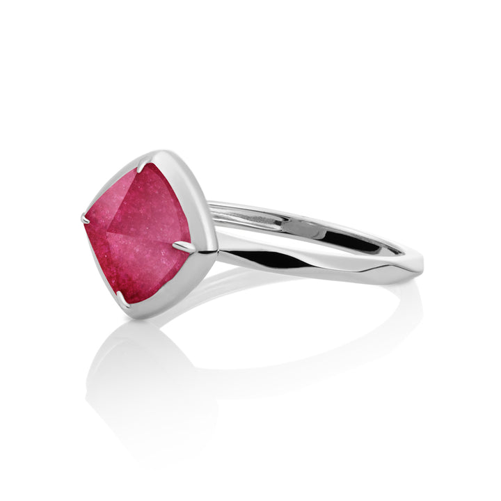 Edge Ring Fuchsia Jade - zilver