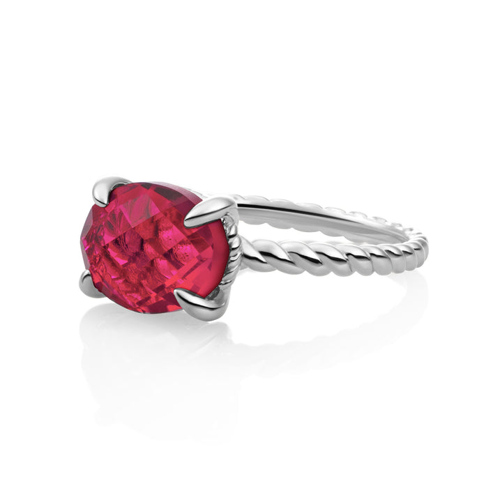 Twist Ring Fuchsia Quartz - Zilver