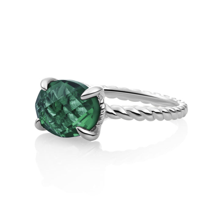 Twist Ring Petrol Green Quartz - Zilver