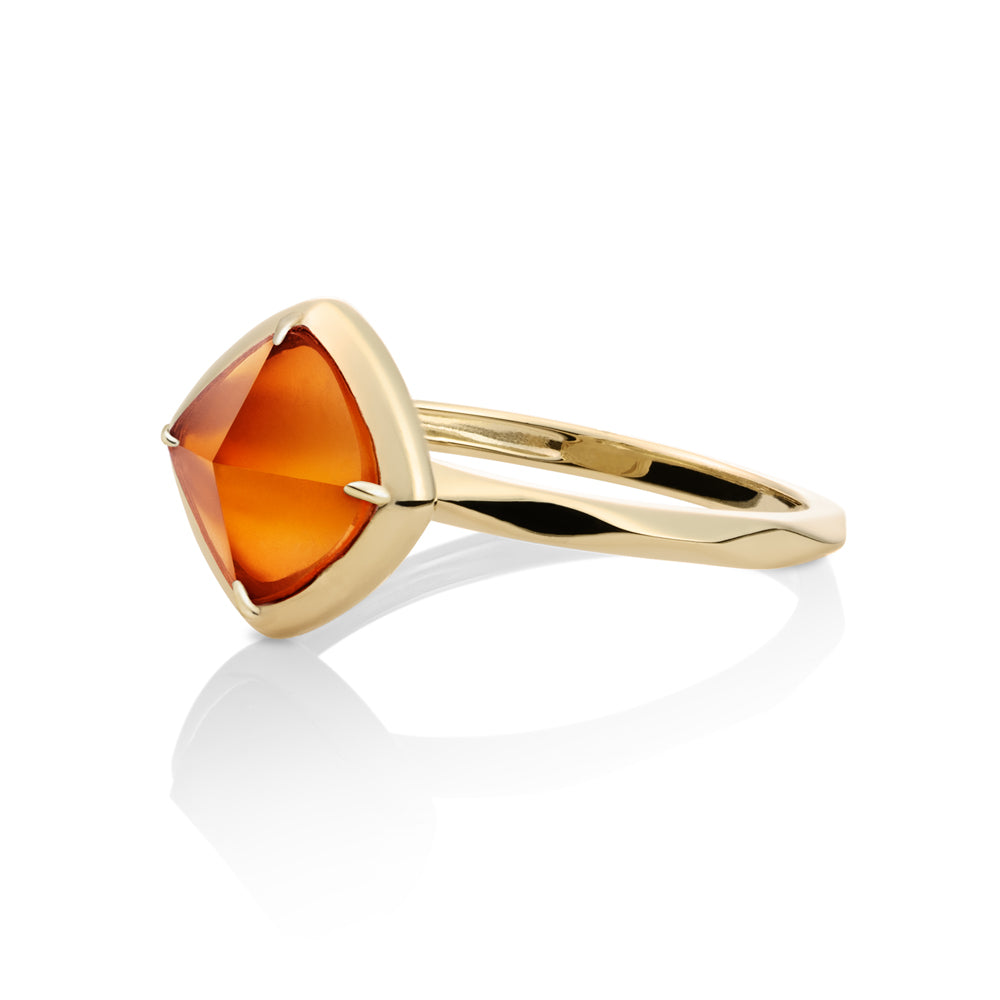 Edge Ring Citrine Quartz gemaakt van echt 9 karaat goud 
