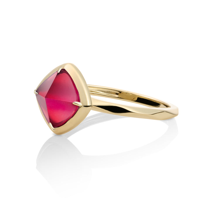 Edge Ring Fuchsia Quartz | 9 karaat