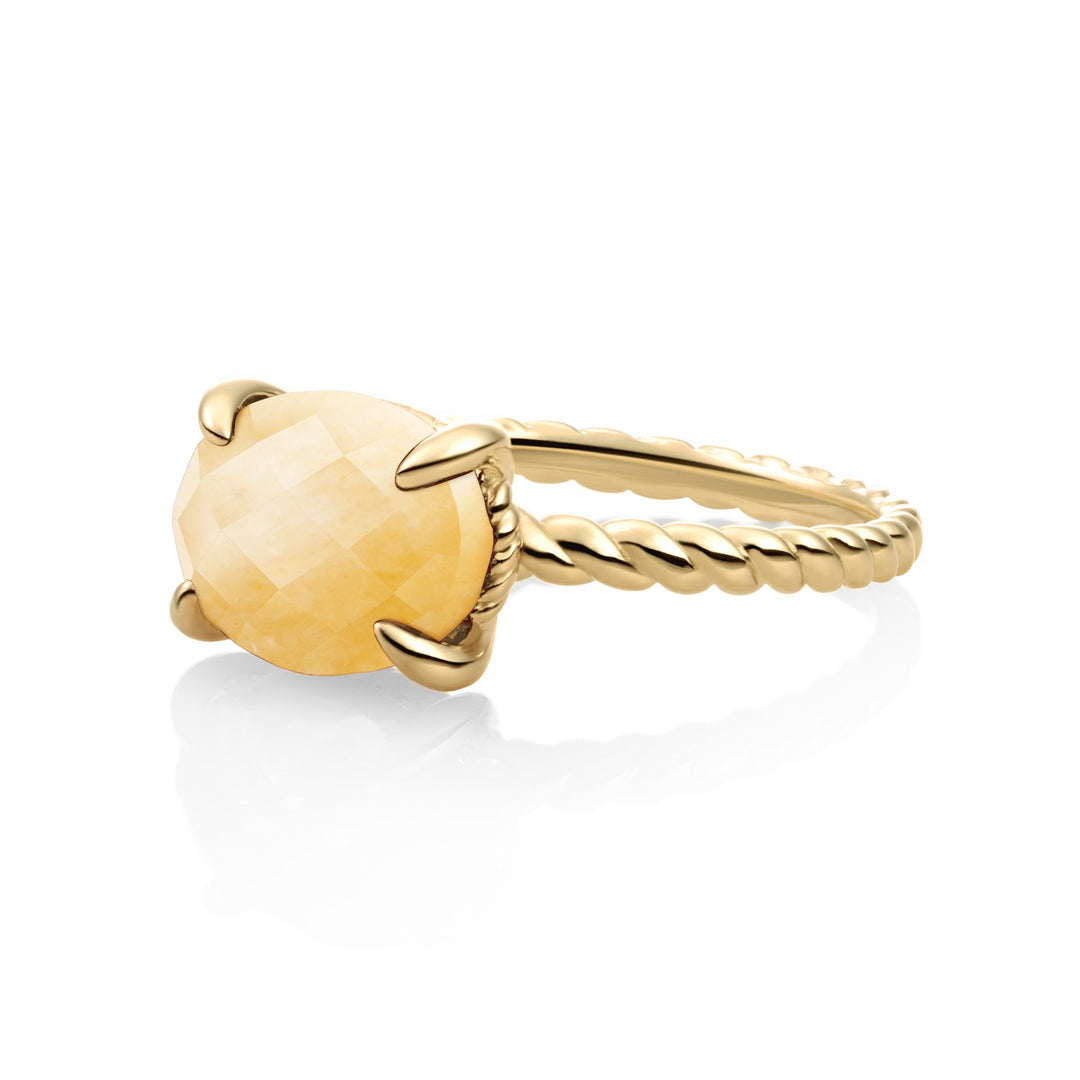 Twist Ring Yellow Jade - 9 karaat
