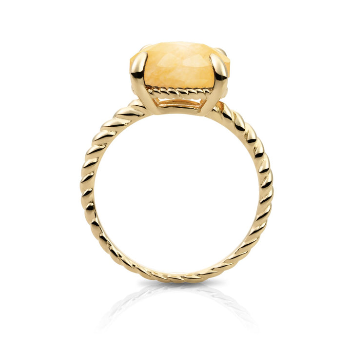 Twist Ring Yellow Jade - 9 karaat
