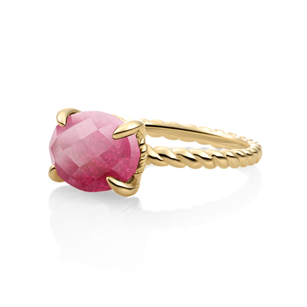 Twist Ring Fuchsia Jade - 9 karaat