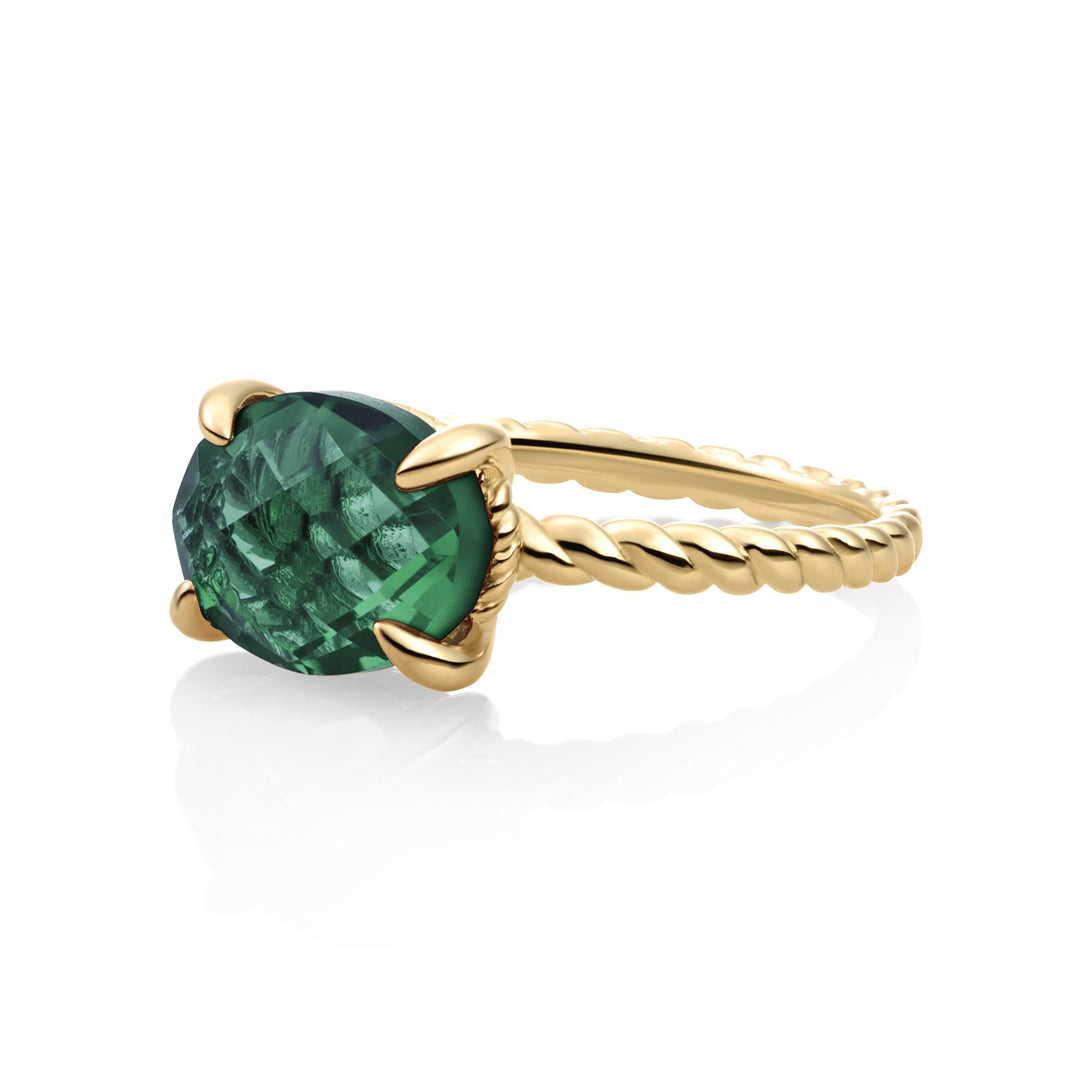 Twist Ring Petrol Green Quartz - 9 karaat