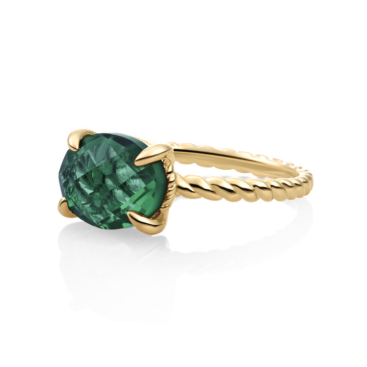 Twist Ring Petrol Green Quartz - 9 karaat
