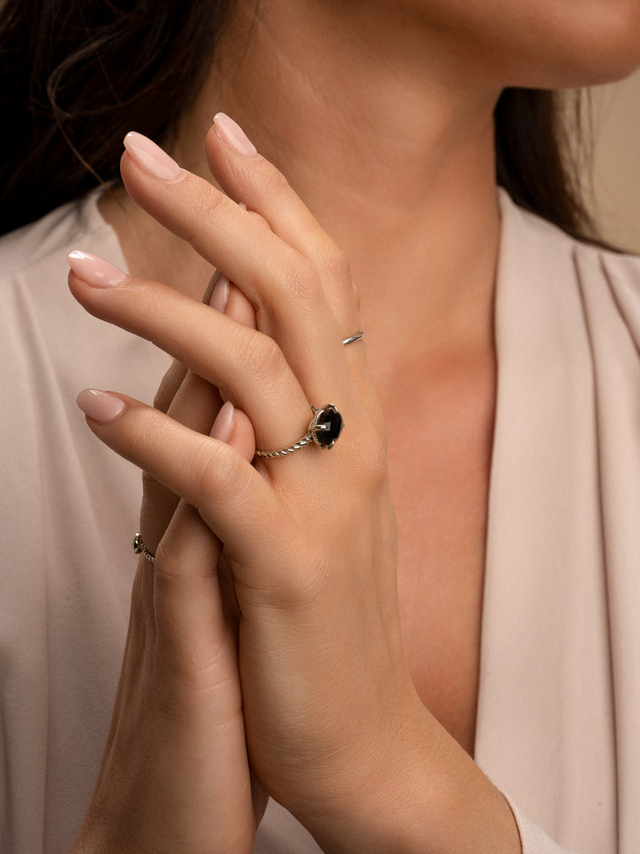Twist Ring Onyx - Zilver